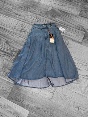 Vibrant Light Blue High-Low Denim Skirt